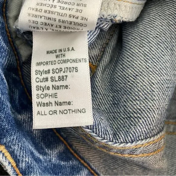 SLVRLAKE Sophie Straight Jeans All or Nothing Wash Mid Rise 100% Cotton Sz 24